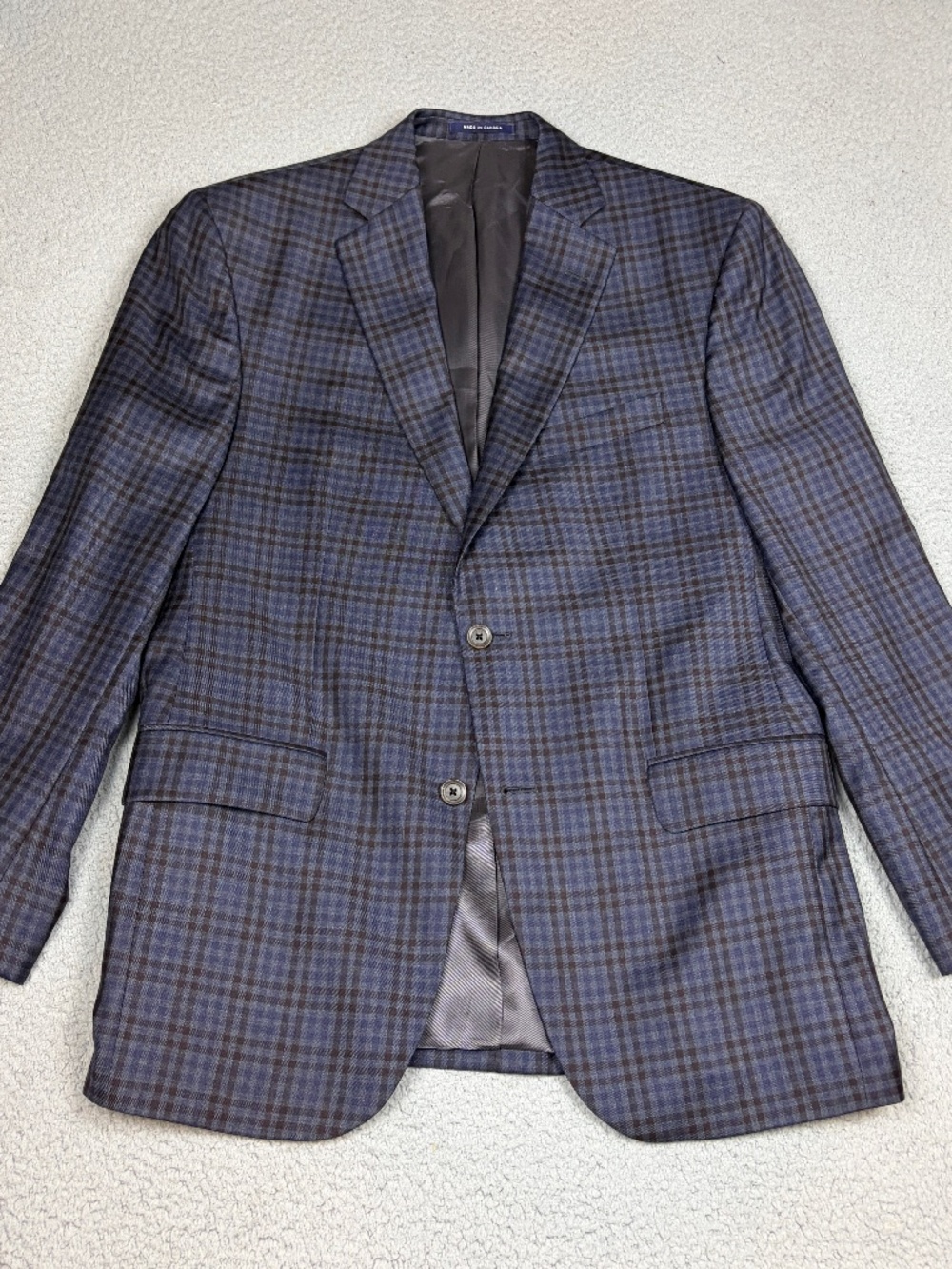Cremieux Loro Piana Blazer Mens Size 40R Blue Brown Check 2 Button